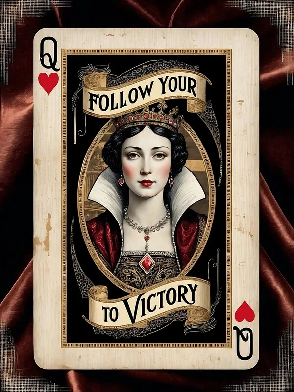 Poster Beautiful Vintage Queen of Hearts Art Print